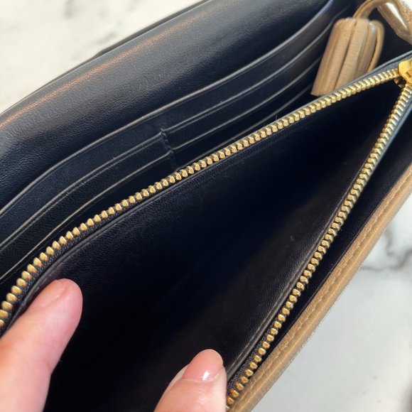 Loewe Anagram Tassel Leather Long Wallet in Light Gold - Picture 8 of 13